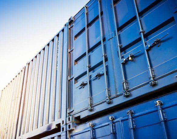 DAT Equipment Shipping Container Blue Closeup