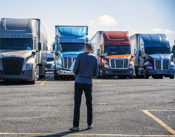 DAT People Driver Standing In Truck Lot