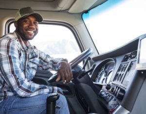 DAT People Driver Sitting In Truck Cab