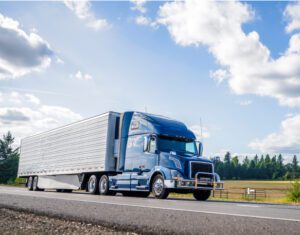 OTR truck driving over the road on the highway