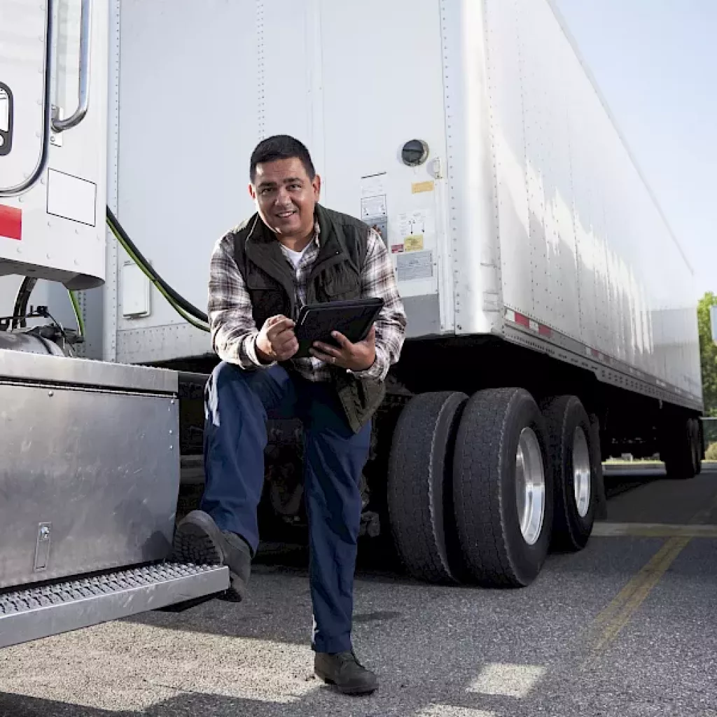 Guy in front of truck