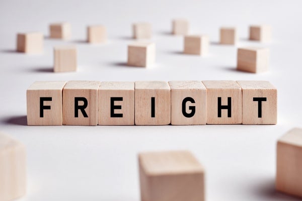 Letter blocks spelling out “freight,” a common trucker term.